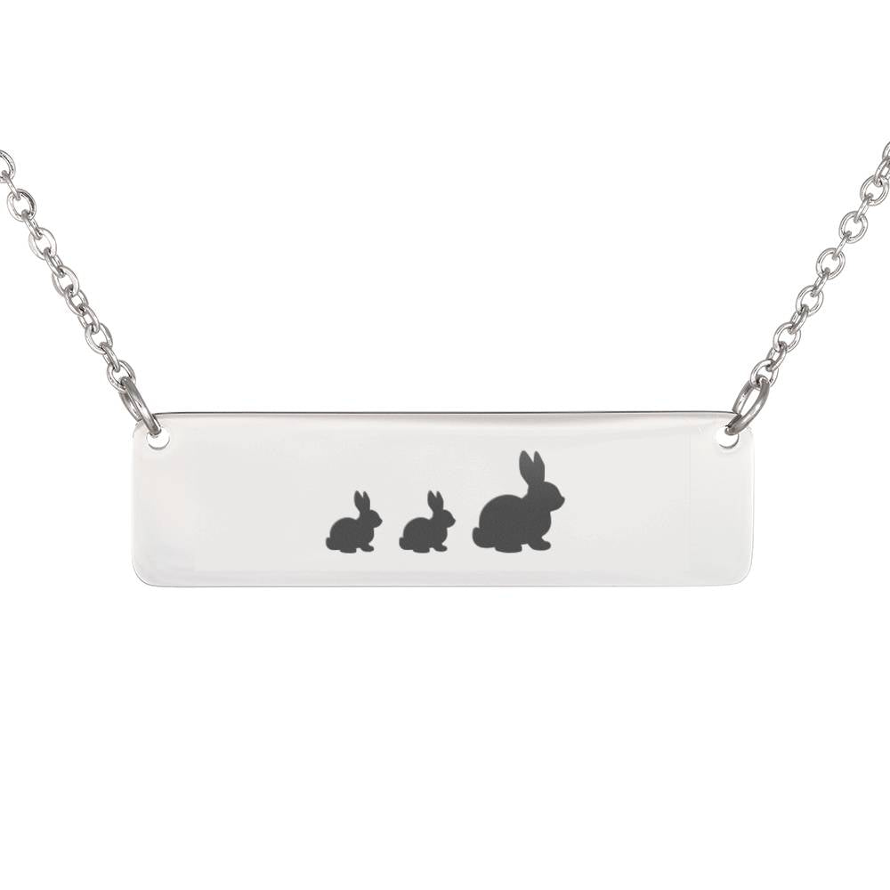 Bunny + 2 Kids Mother’S Day Gift Horizontal Bar Necklace With Personalized Engraving