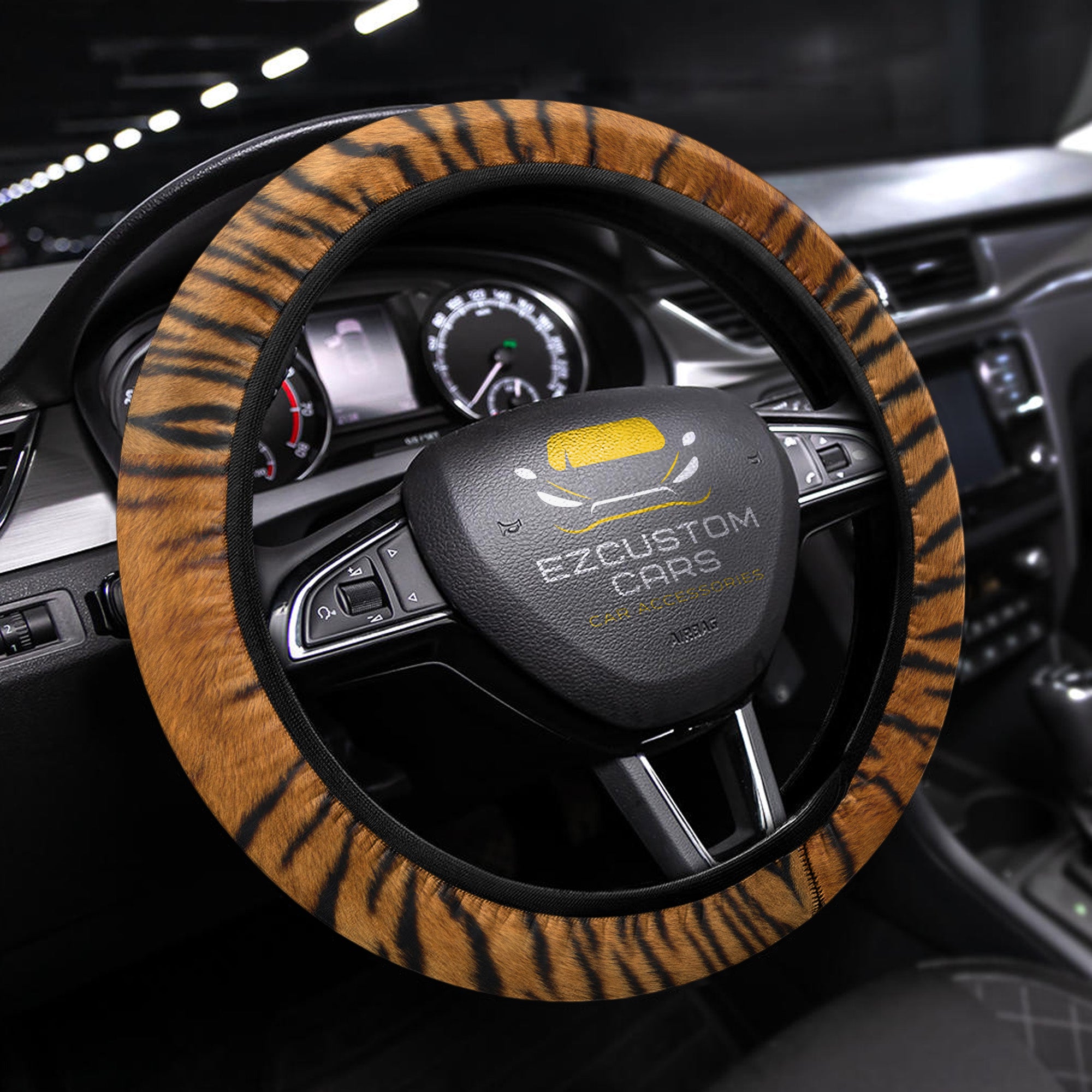 Tiger Skin Steering Wheel Cover Custom Animal Car Accessories