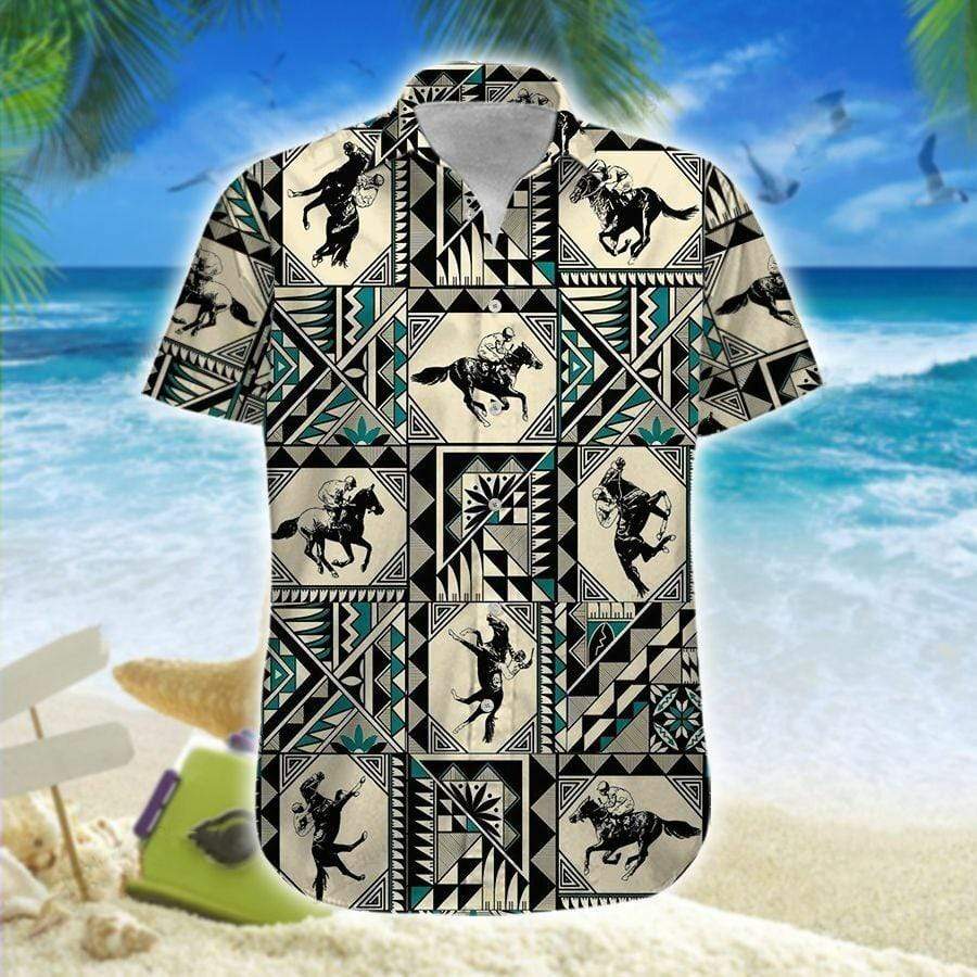 Hawaiian Aloha Shirts Horse Racing Native Pattern – Fashion Store