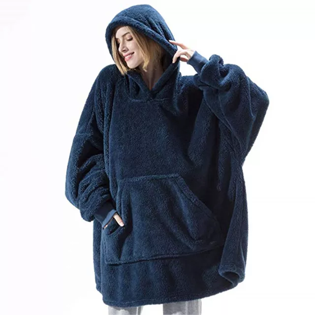 Warm-keeping Plush Blanket Sweatshirt Wearable Blanket Hoodie TV Watching Resting Unisex alx