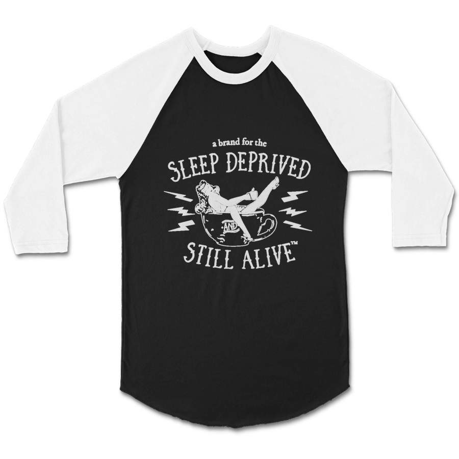 Sleep Deprived Flair Mombie Gift For Mom Punk Rock Art Vintage Zombie CPY Unisex 3/4 Sleeve Baseball Tee T-Shirt