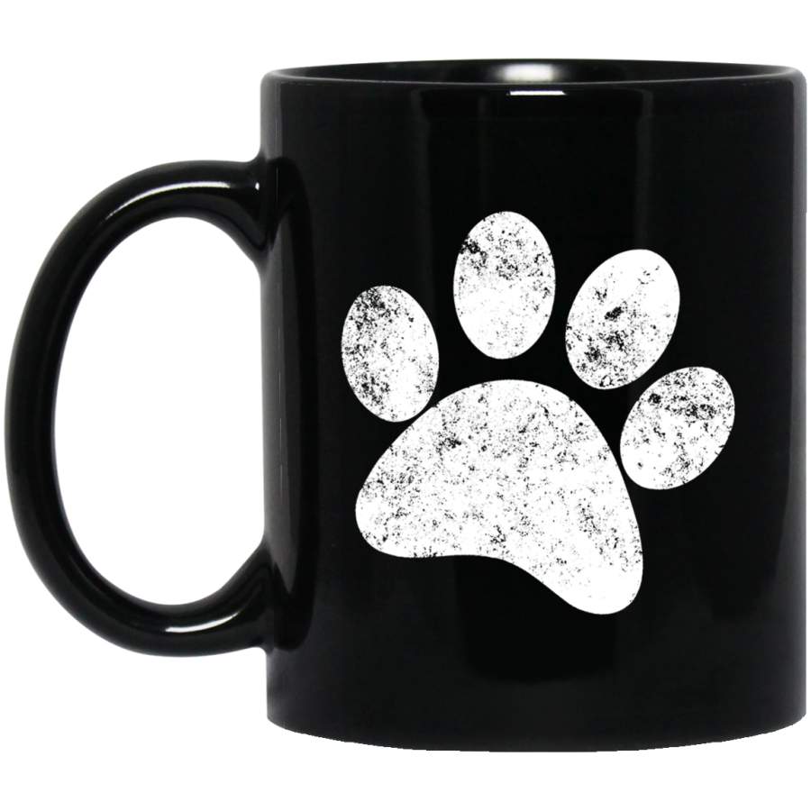 Dog Paw Print Vintage Dog Paw Mug Black Mug