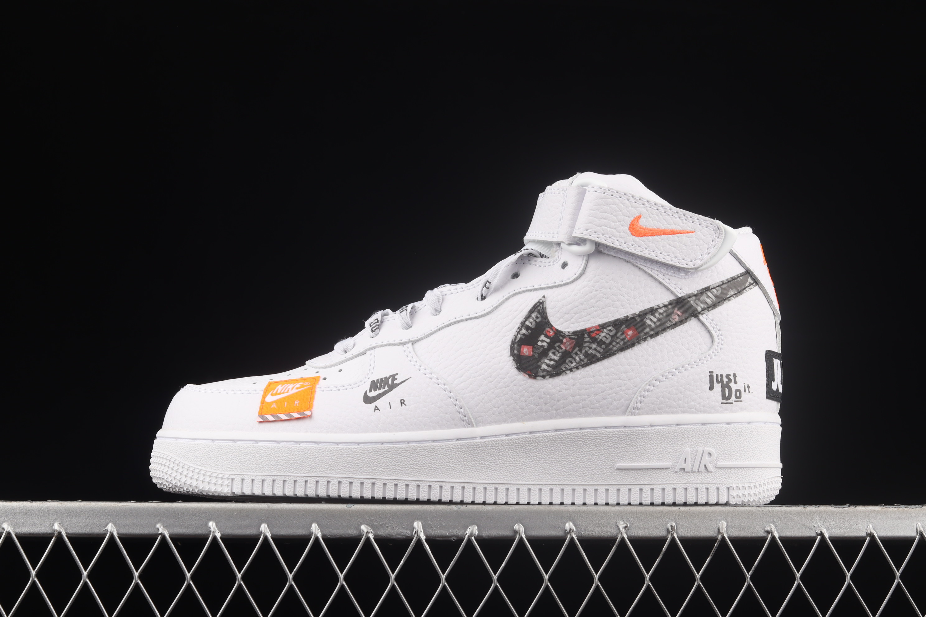 Nike Air Force 1 Mid Just Do It White Black Shoes Sneakers SNK799797481