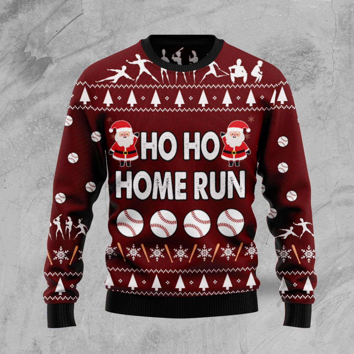 Baseball Hoho Home Run Christmas Ugly Sweater