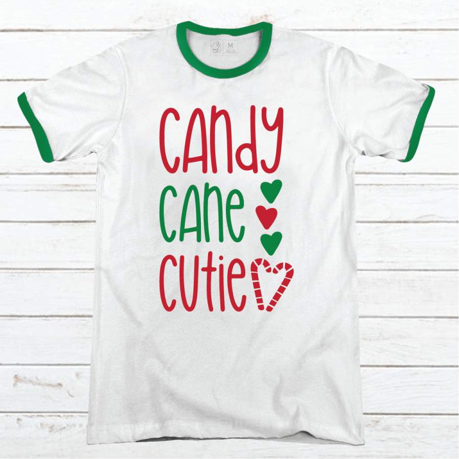 CANDY CANE CUTIE Premium Christmas Ringer Tee