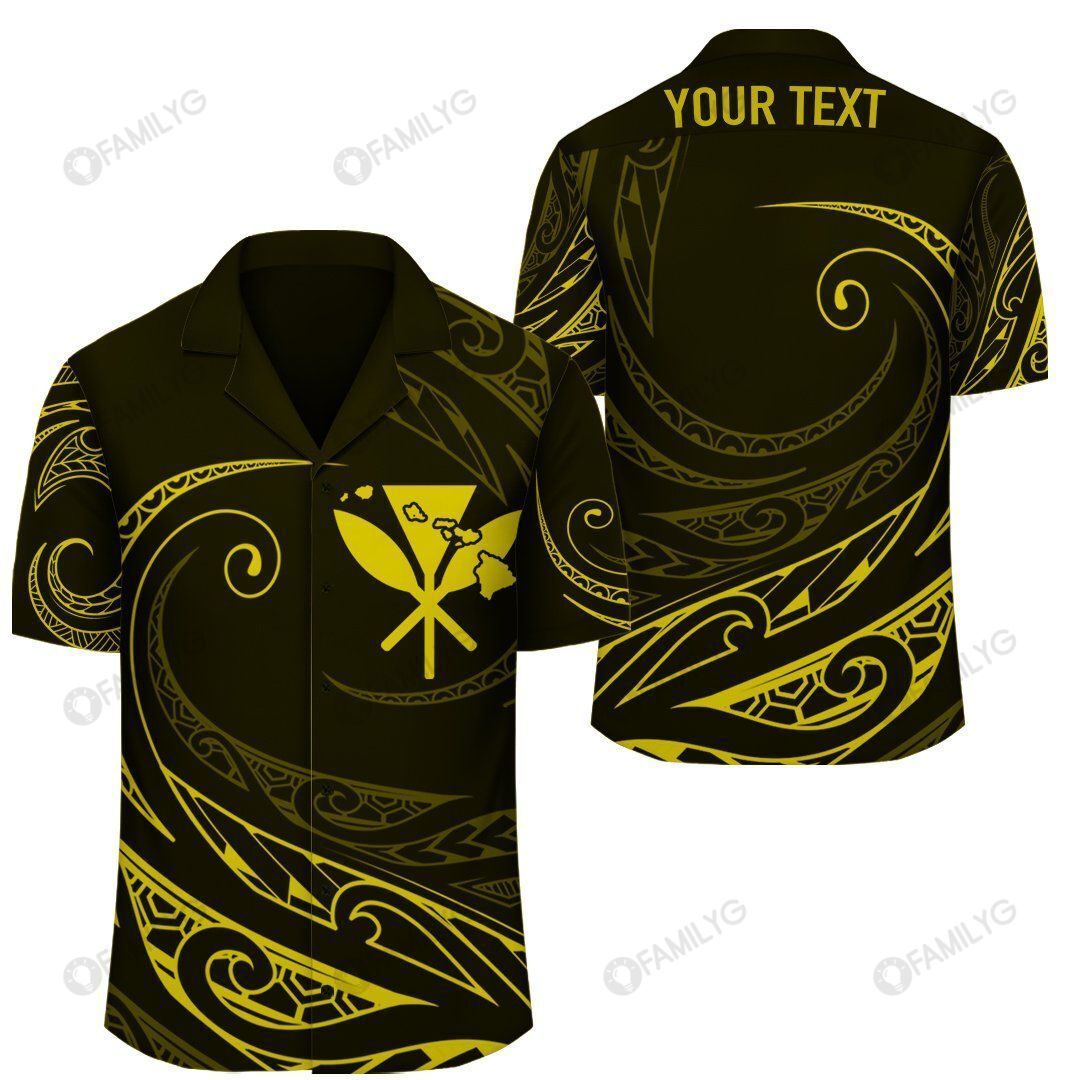 Polynesian Design Kanaka Map – Yellow – Frida Style Hawaii Shirt Summer Hawaiian For Men, Women, Couple