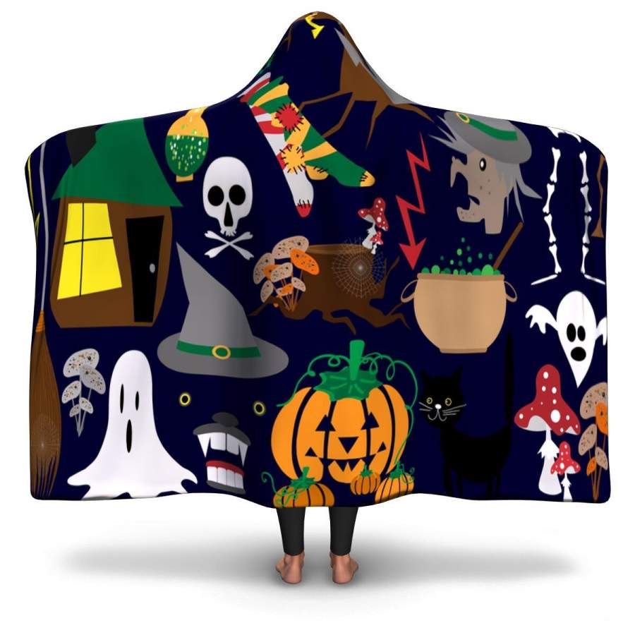 All Set Funny Halloween Hooded Blanket