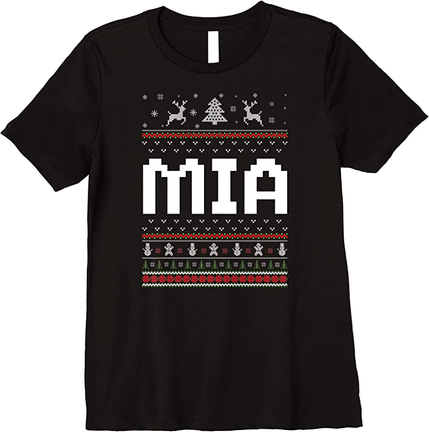 Womens Mia Ugly Holiday Party Matching Ugly Christmas Sweater Premium T-Shirt