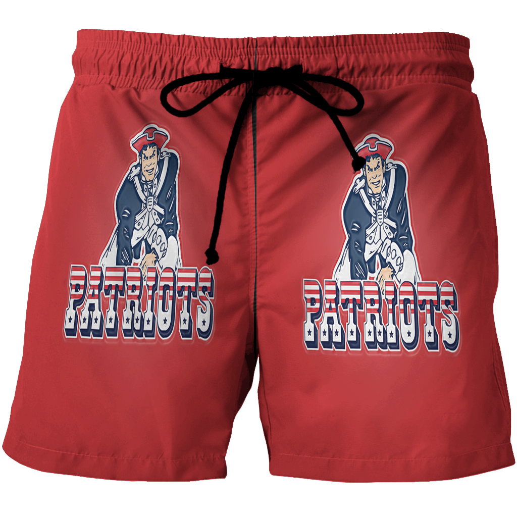 New England Patriots Pat Red 3D All Over Print Summer Beach Hawaiian Short