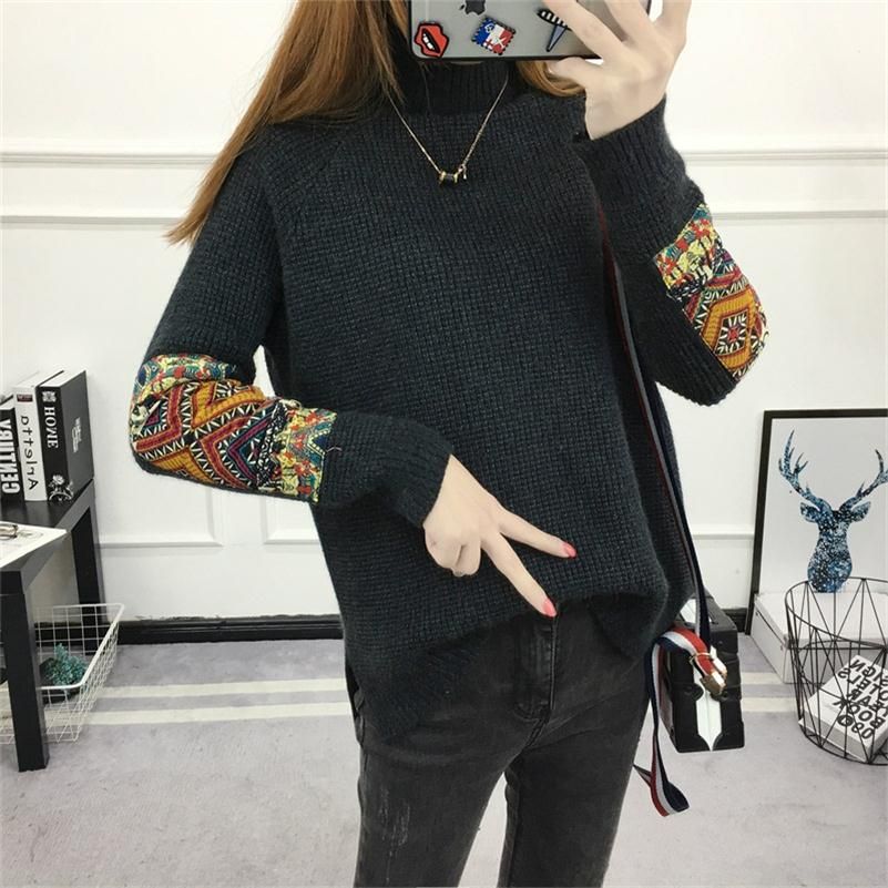 Vintage Turtleneck Sweater Jumpers Long Sleeve