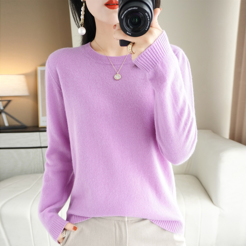 Basic Round Neck Knitted Bottoming Shirt Loose Solid Color Long-Sleeved Top Women’s 2021 Autumn Winter New Wild Fashion Sweater alx