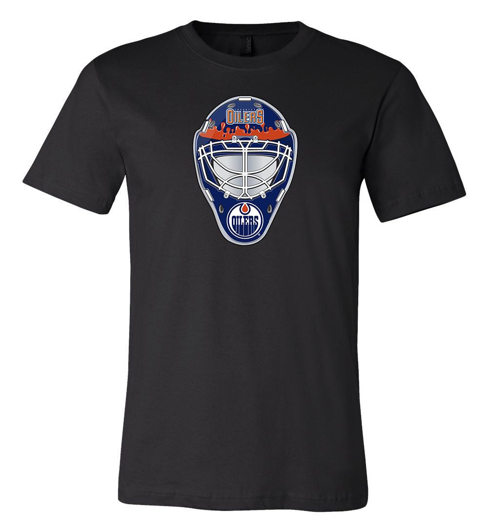 Edmonton Oilers Goalie Mask Front Logo Team Shirt Jersey Shirt