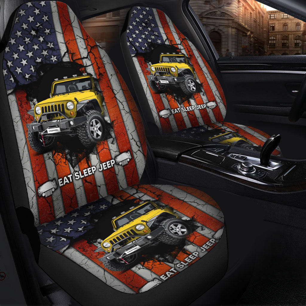 Eat Sleep Jeep Yellow Premium Custom Car Seat Covers Decor Protectors