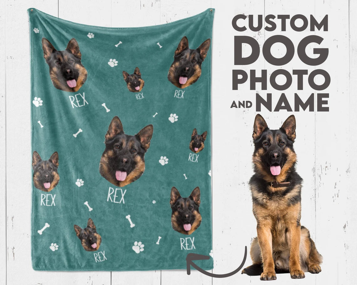 Custom Pet Photo Blanket Puppy Picture Blanket For Dog Grandma