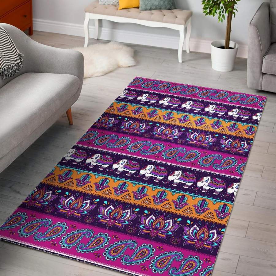 Paisleys Elephant Pattern Print Area Rug