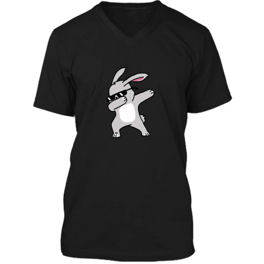 Boys Easter Shirt – Cute Dabbing Easter Bunny T-Shirt Mens Printed V-Neck T