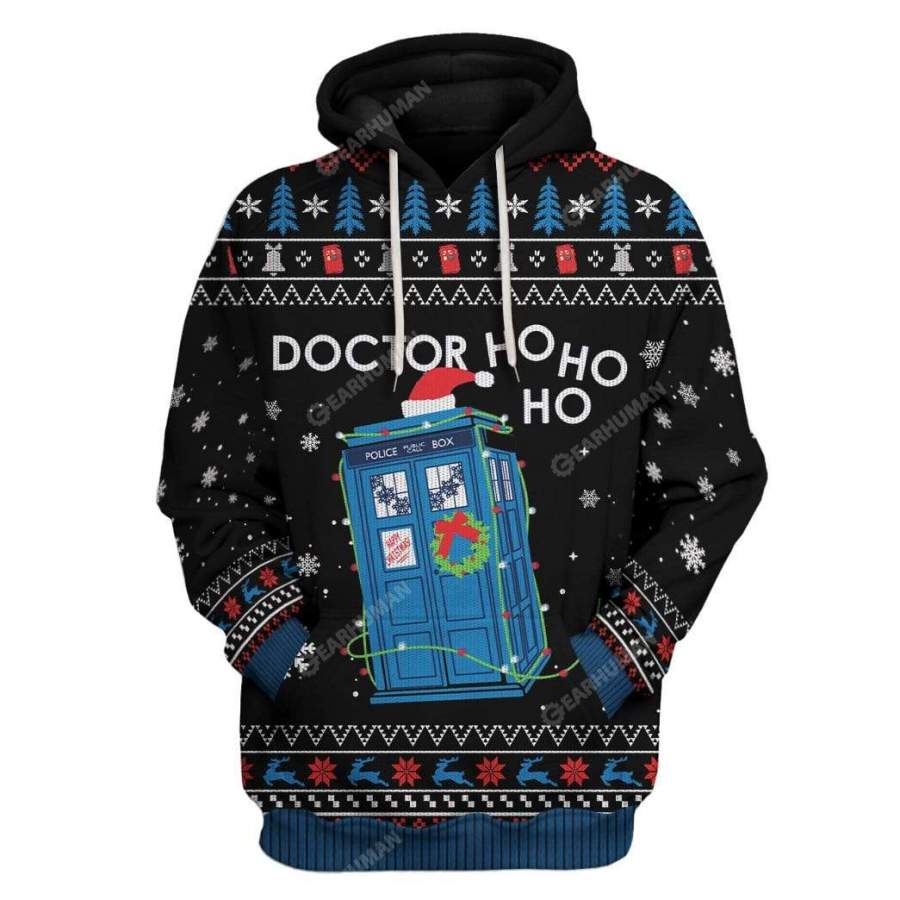 Ugly Christmas Doctor Ho Ho Ho Hoodie Tshirt Apparel