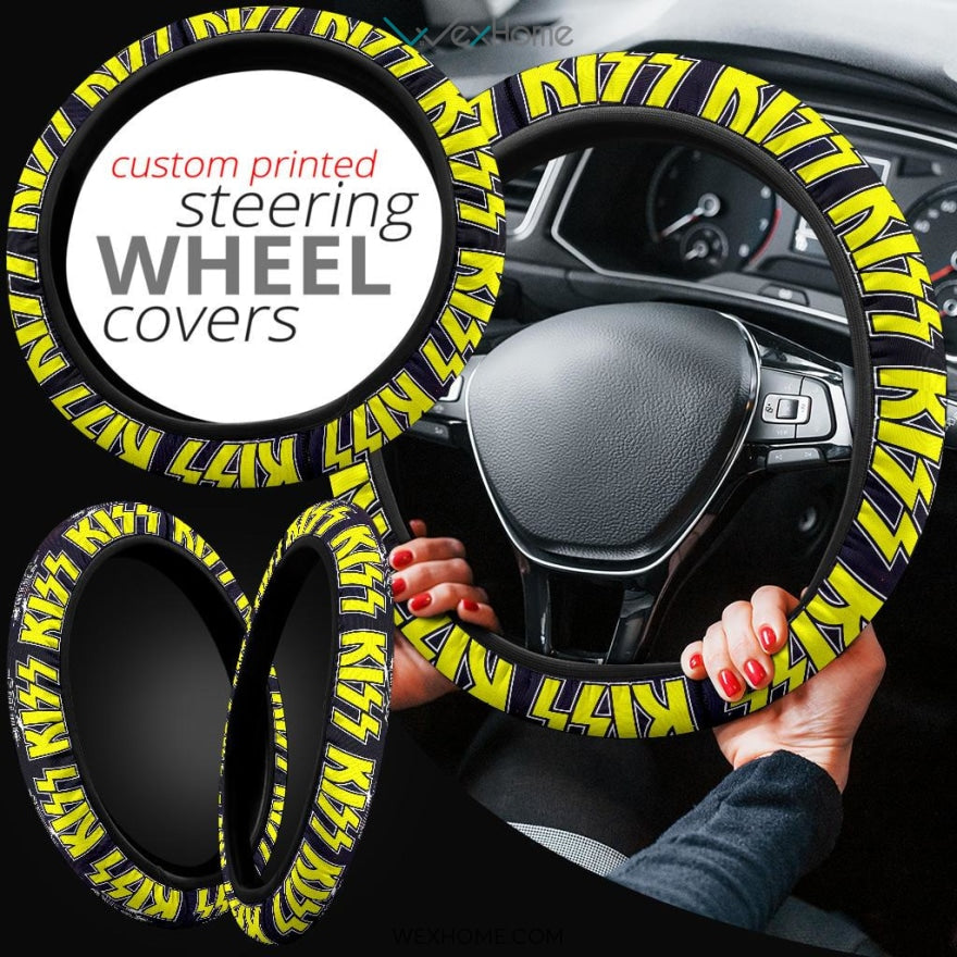 Kiss Rock Band Steering Wheel Cover Kiss Band Skeleton Steering Wheel