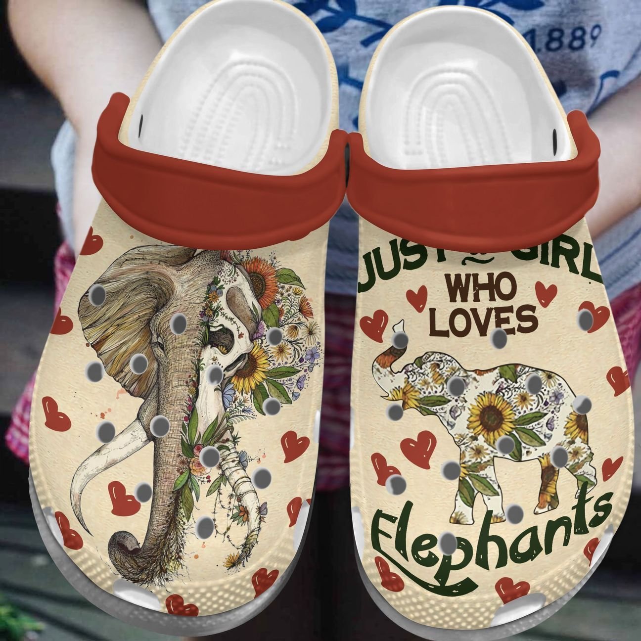 Elephant Personalized Clog, Custom Name, Text, Color, Number Fashion Style For Women, Men, Kid, Print 3D Just A Girl Who Loves Elephants 2