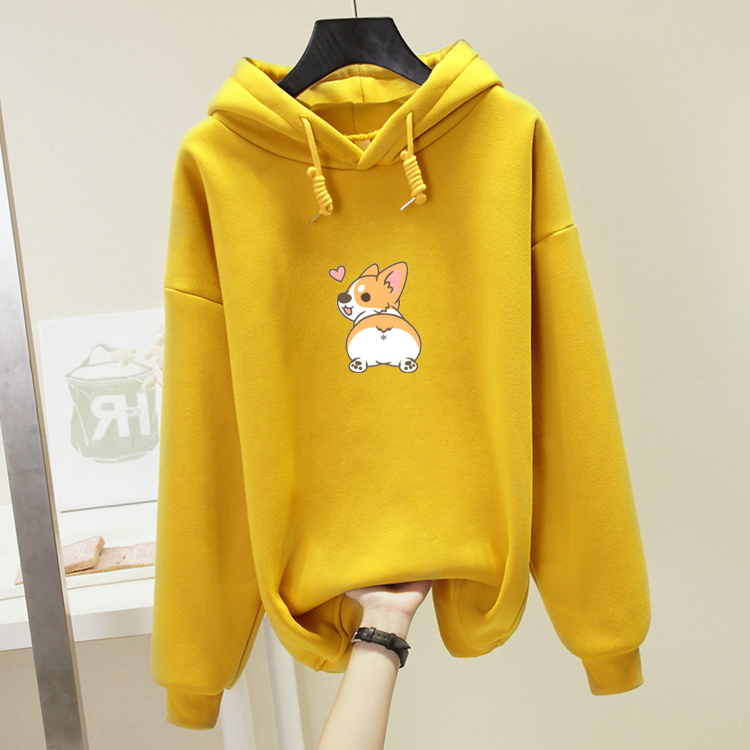 Autumn Funny Corgi Dog Print Women Sweatshirt Poleron Mujer Cute Animal Graphic Oversized Hoodies Femme Cartoon Tops Pullovers alx