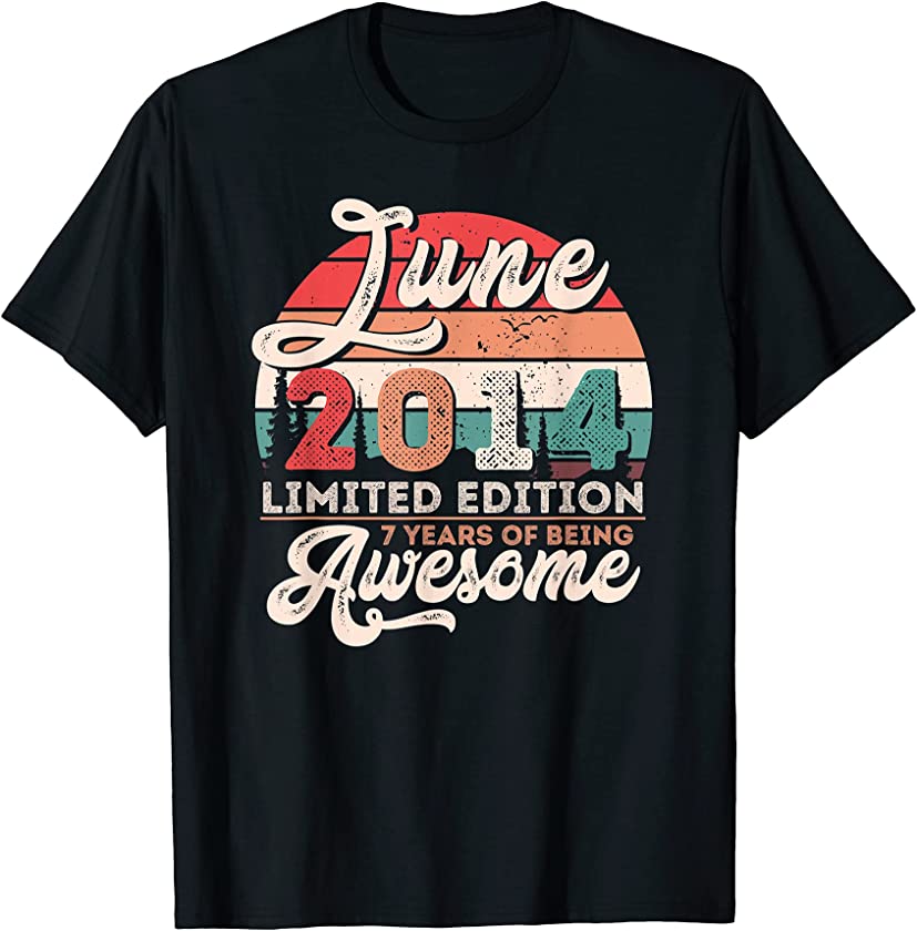 Vintage June 2014 Limited Edition 7 Years Old Birthday T-Shirt