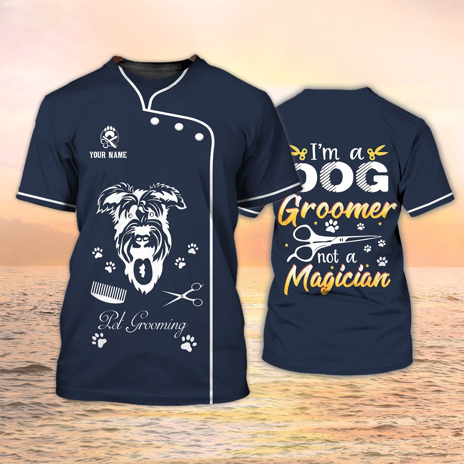 Grooming Apparel Am Dog Groomer Personalized Name 3D Tshirt Pet Grooming Salon Uniform