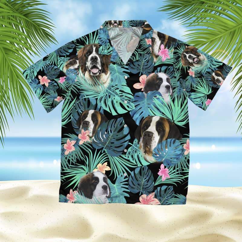 American St Hawaiian Shirt, Dog Summer Leaves Hawaiian Shirt, Unisex Print Aloha Short Sleeve Casual Shirt