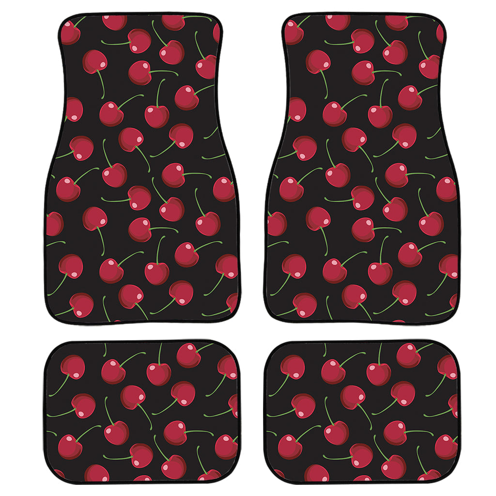 Red Cherry Pattern Print Front And Back Car Floor Mats, Front Car Mat