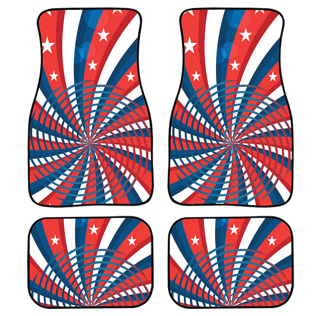 Swirly American Patriotic Print Front And Back Car Floor Mats, Front Car Mat