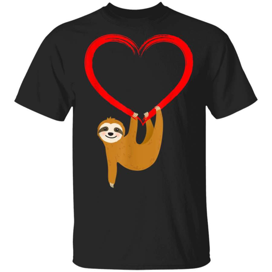 Sloth Heart Valentines Day Cute Animal Lover Gift G500 Gildan 5.3 oz. T-Shirt