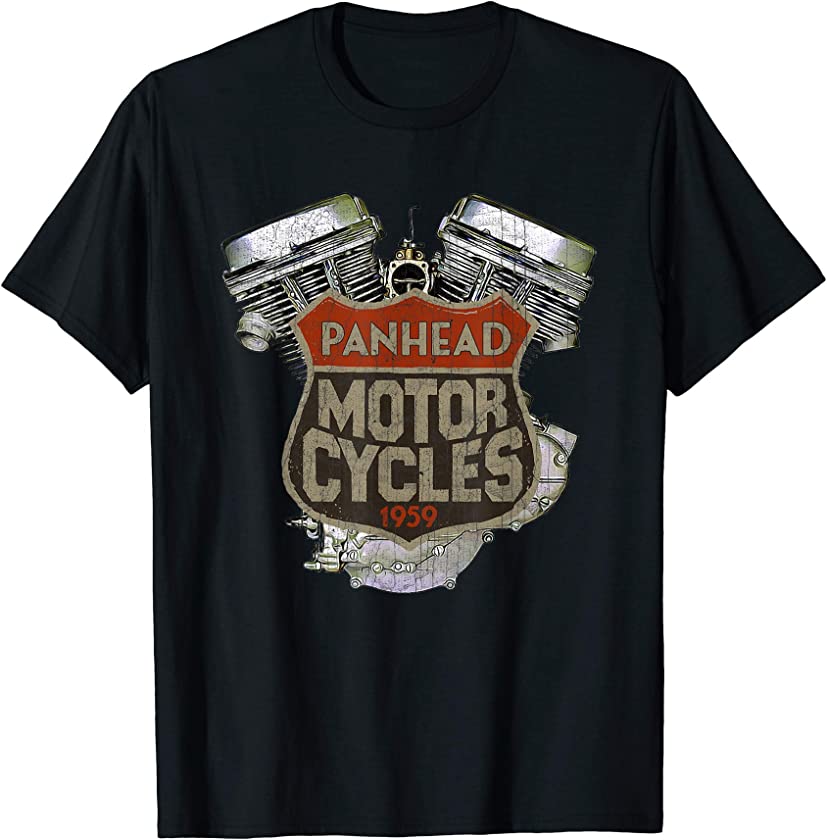 1959 Panhead Motorcycle Vintage Distressed Biker Chopper Rat T-Shirt