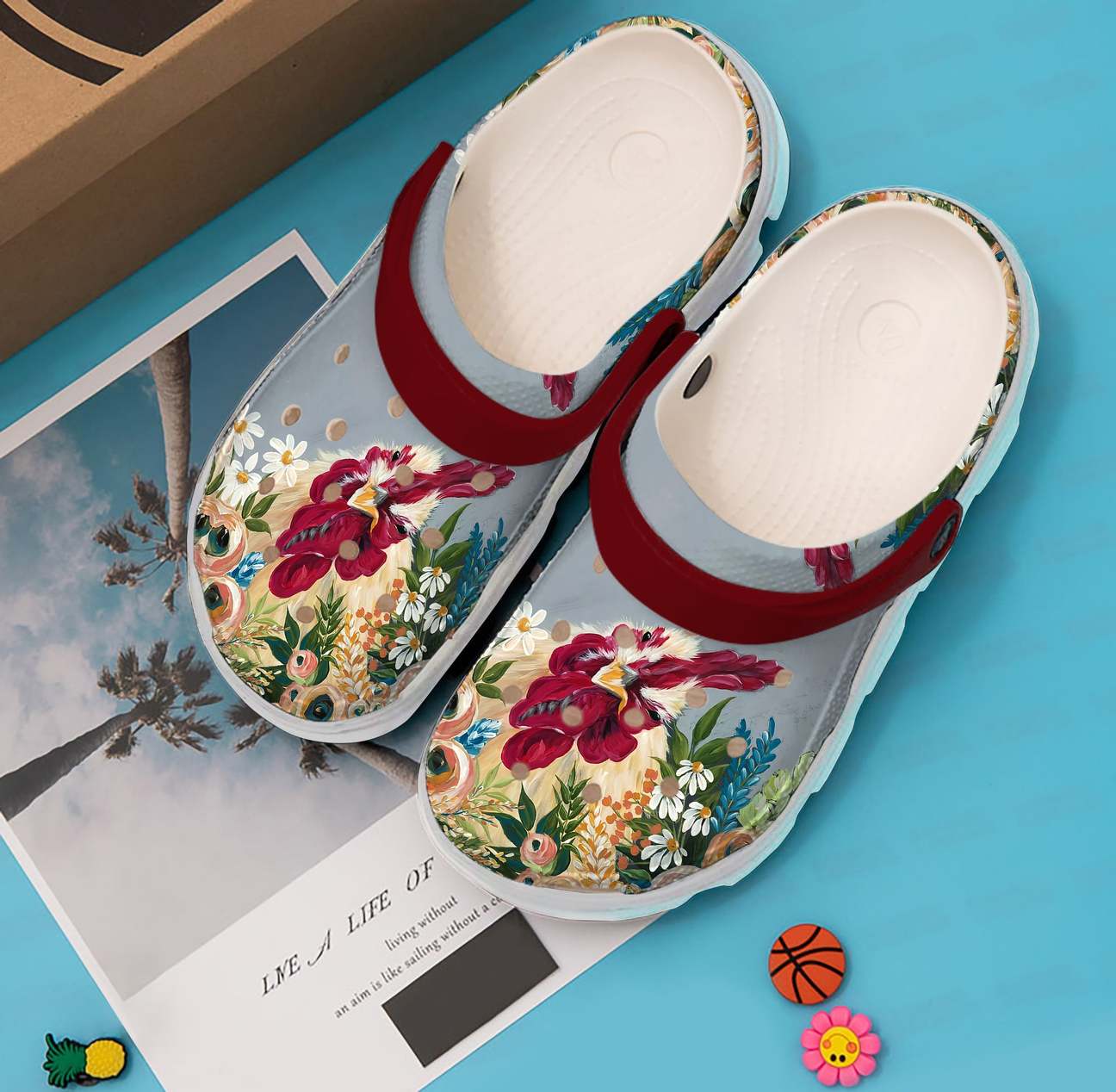 Chicken Personalized Clog, Custom Name, Text, Color, Number Fashion Style For Women, Men, Kid, Print 3D Chicken With Flower