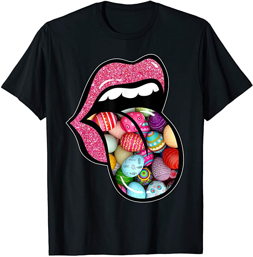 Pink Lips Sexy Easter Day Leopard Bunny Eggs Kiss Men Women T-Shirt