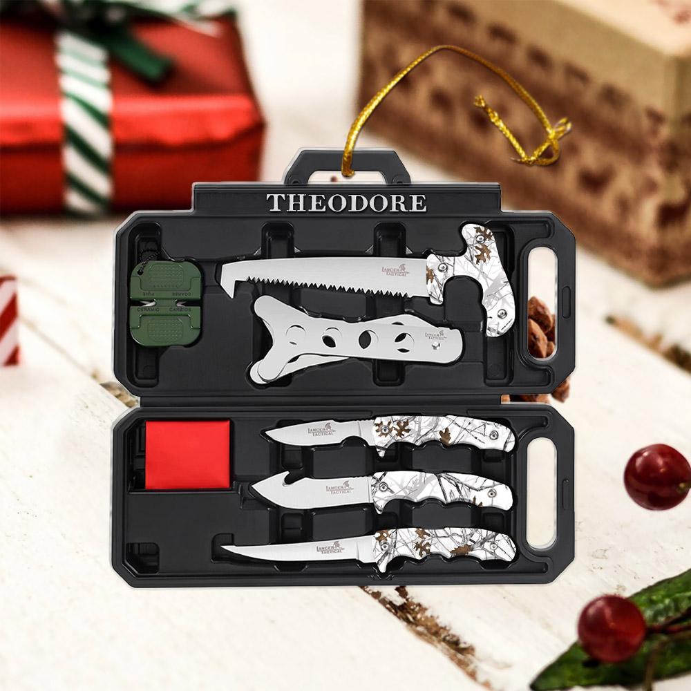 Personalized Flat Ornament For Hunters, Field Dressing Kit Hunting Knife Set, Name & Camo Patterns Can Be Changed V1