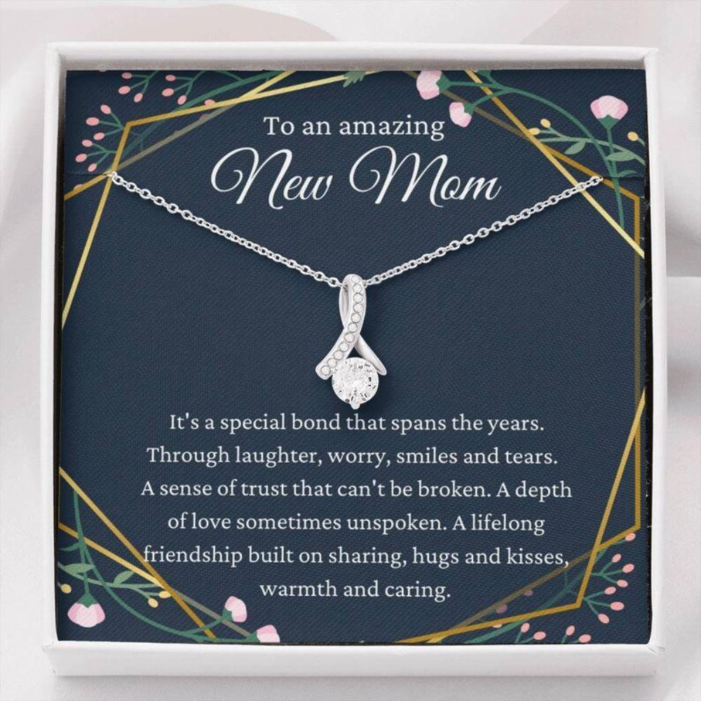 Mom Gift For New Mom First Time Mom Gift New Mom Gift New Mommy Gift - Mother Petite Ribbon Necklace 0921 - By Blueshirtfarm