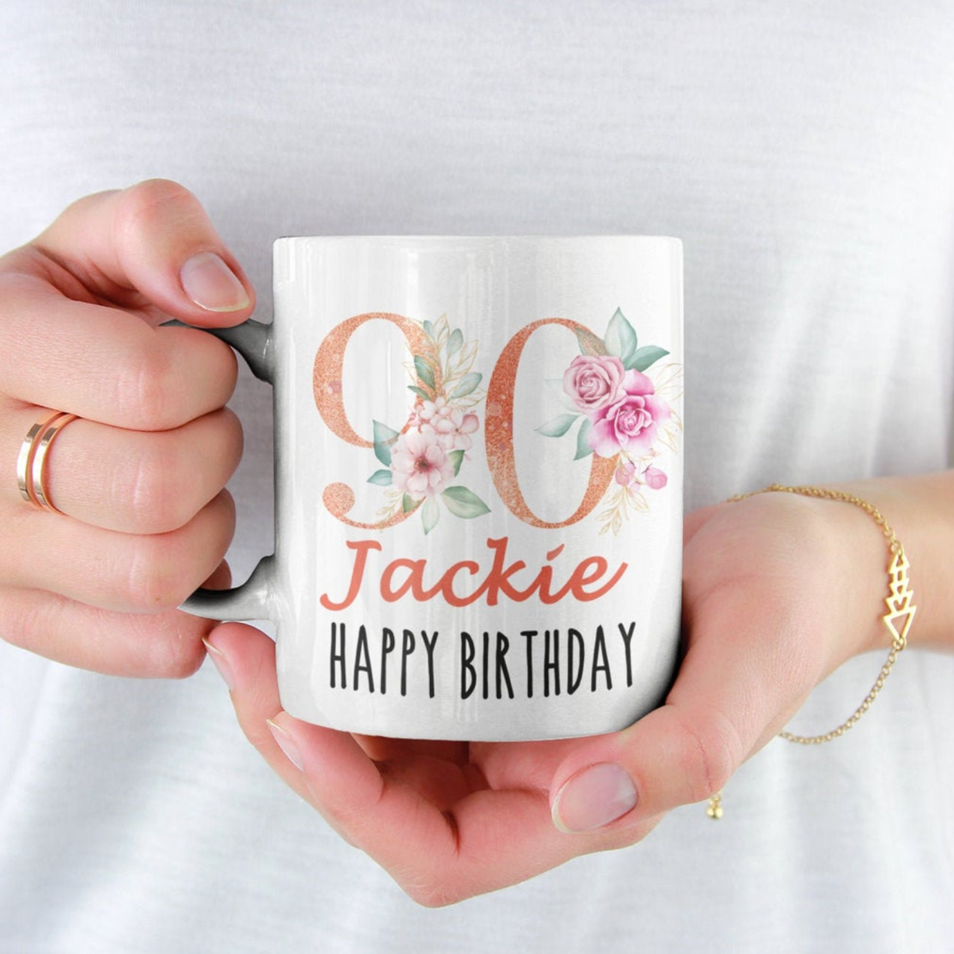 90Th Birthday Personalized Mug, Custom Coffee Mug Gift, Birthday Mug For Her, 90Th Birthday Gift