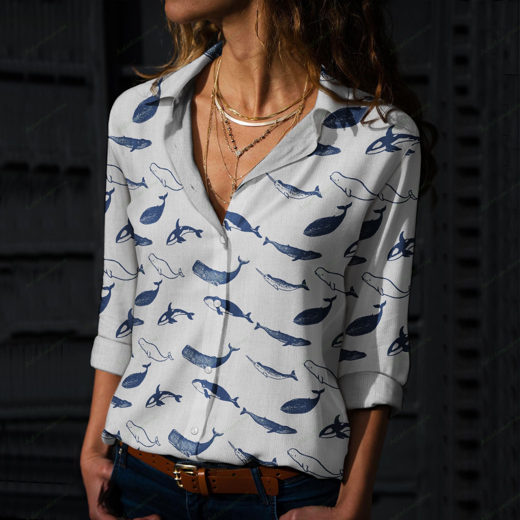 Blue Whales – Marine Life Cotton And Linen Casual Shirt, Fishing Casual Shirt