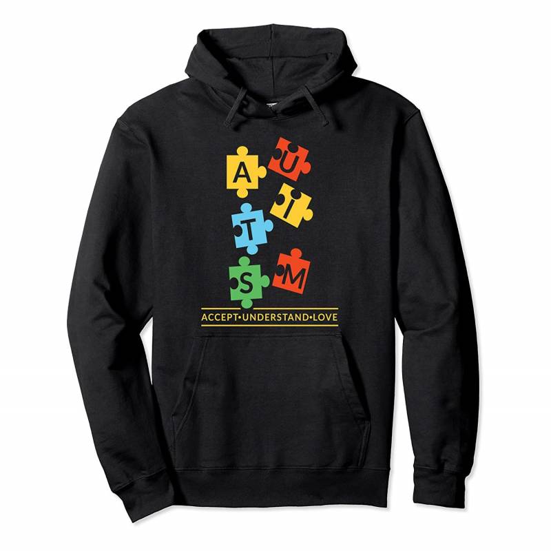 Accept Understand Love Autism Awareness Puzzle Pullover Hoodie