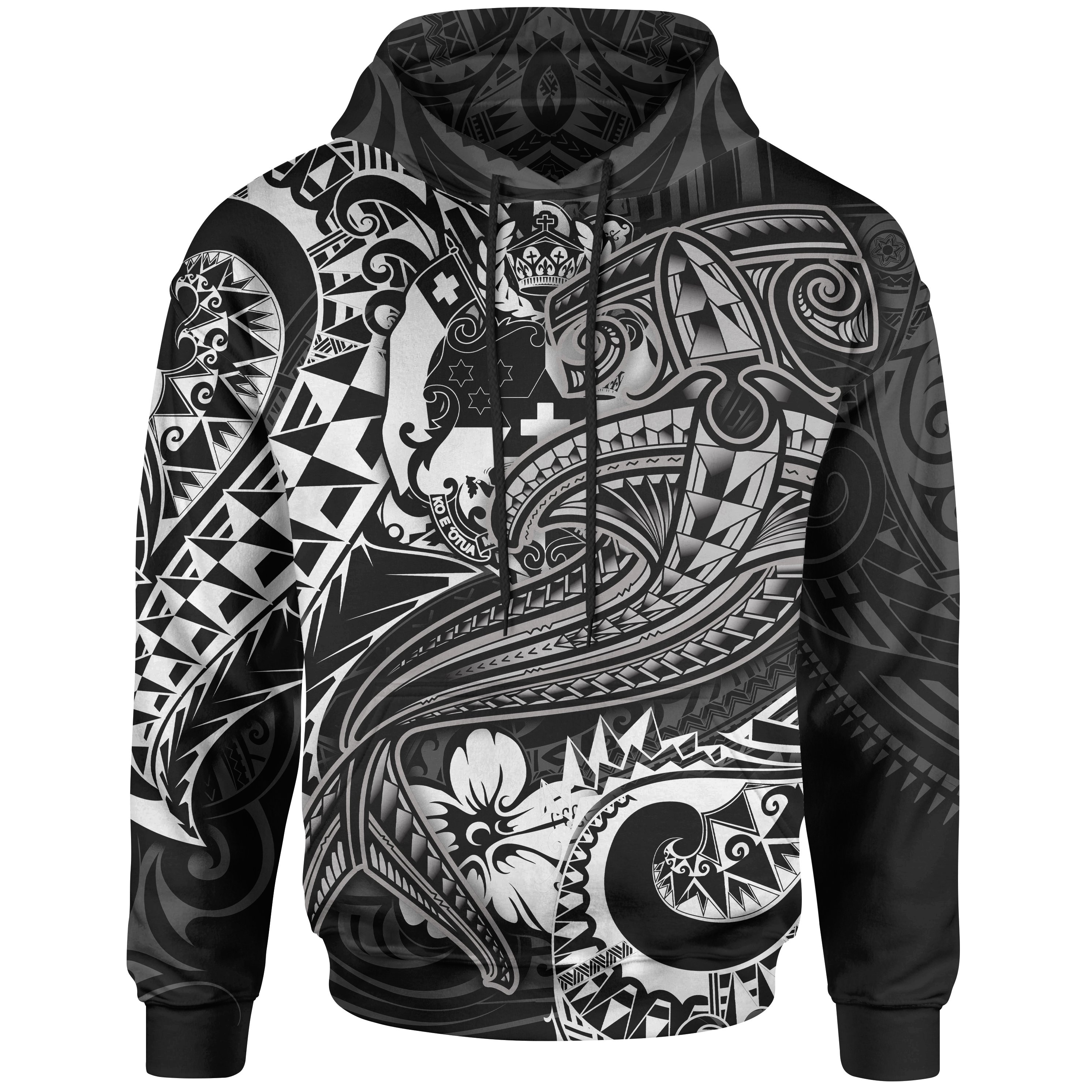 Tonga Hoodie  – White Shark Polynesian Tattoo – BN18