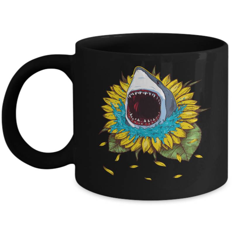 Shark Sunflower Funny Shark Lover Gift Mug