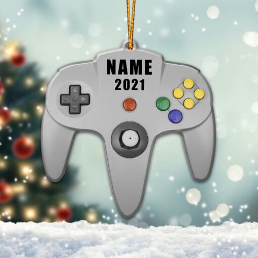 Personalized Nintendo 64 Gamer Ornament, Customized Christmas Gift, N64 Ornament, Game Controller Ornaments, Rustic Tree Decor