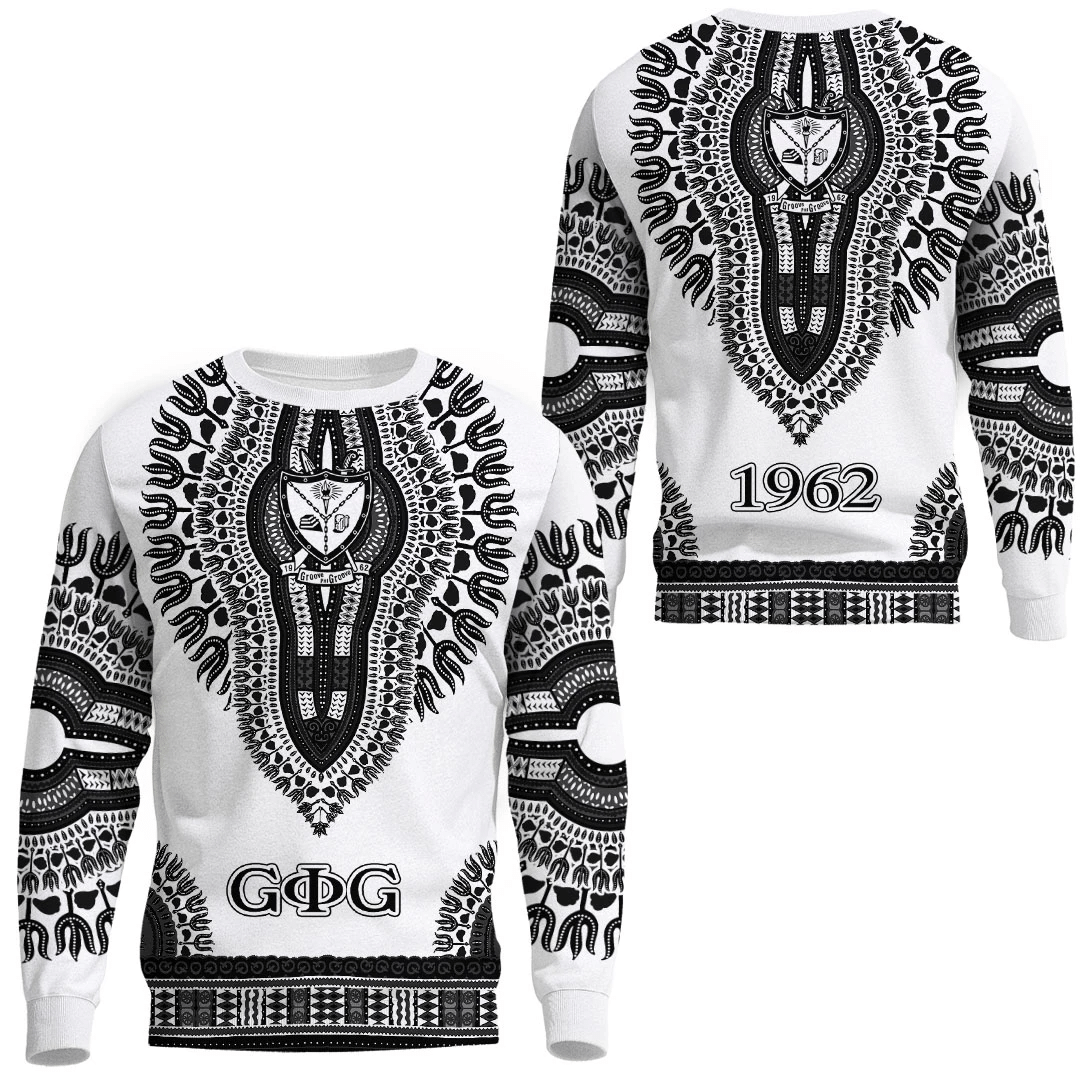 Getteestore Sweatshirt – Groove Phi Groove Dashiki (White) Sweatshirts A31