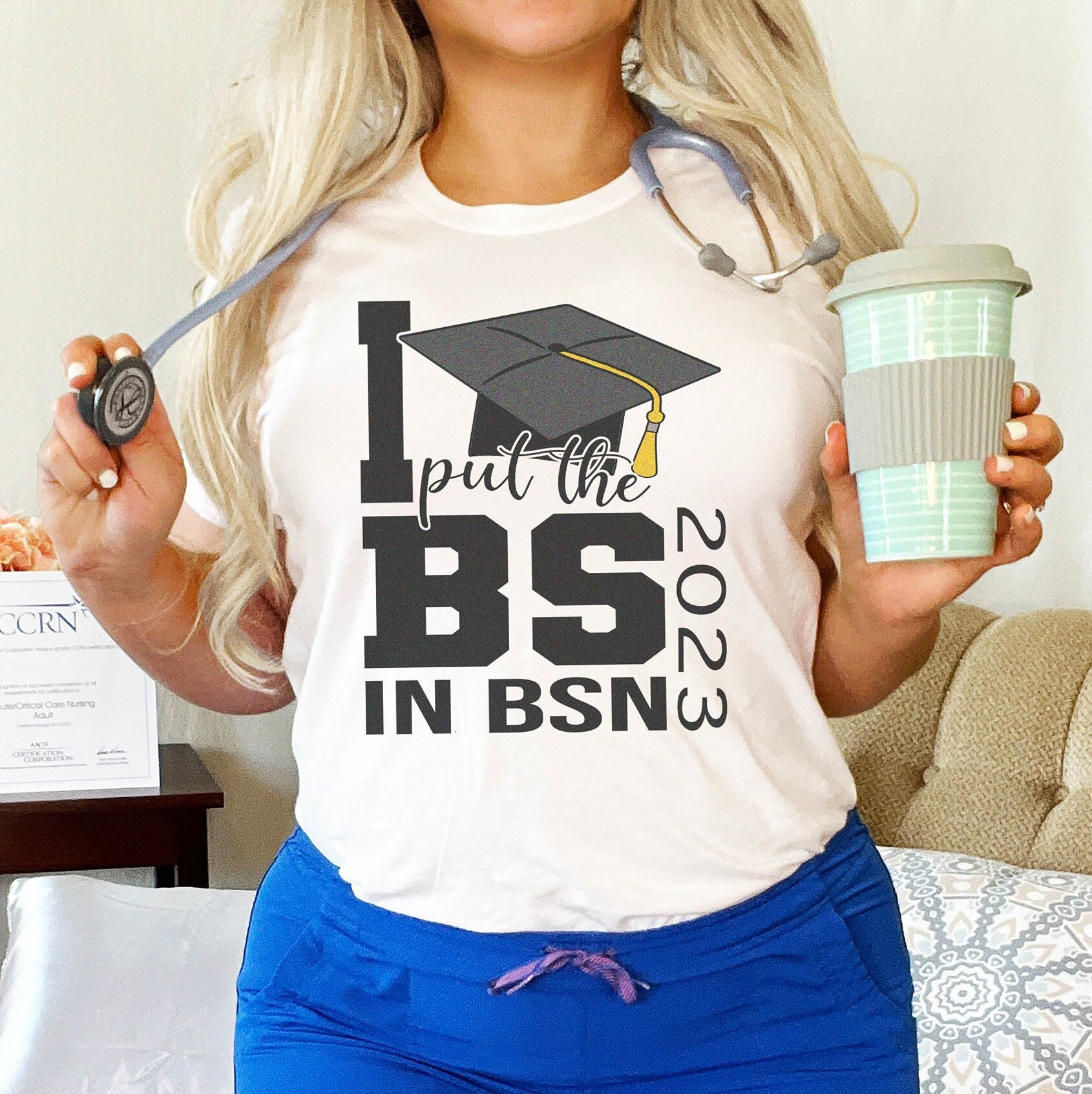 I Put the BS in BSN T-Shirt, Funny Nursing School Graduation Shirt gift, bachelors degree in Nursing Tshirt, Nurse Rn Graduate Grad present