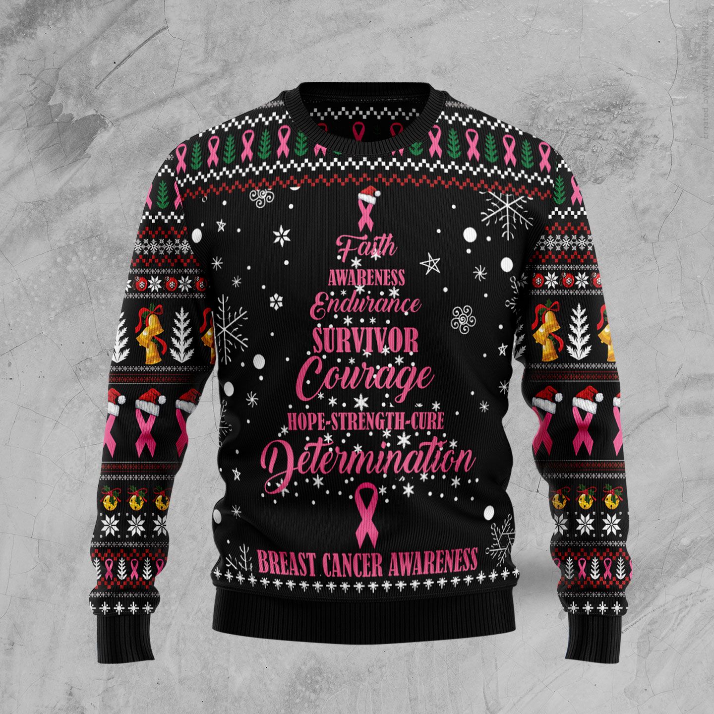 Breast Cancer Christmas Tree Ugly Christmas Sweater | For Men & Women | Adult | Us5100