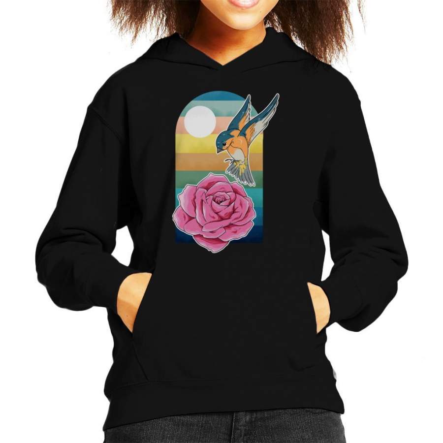 Bird And Fower Sunset Kid’s Hooded Sweatshirt