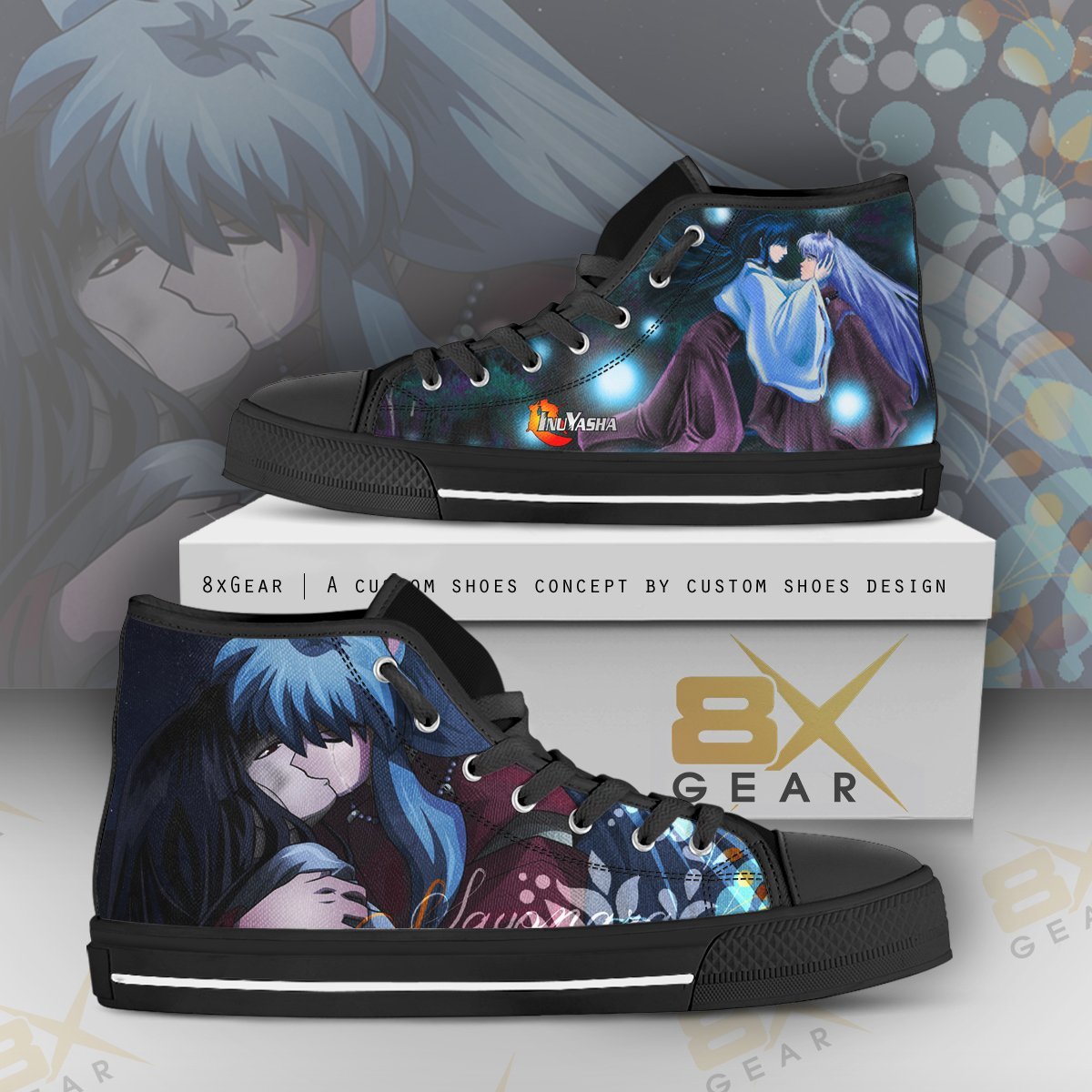 Inuyasha Vs Kagome Hi Top Sneakers Romantic Kiss Unique Anime Shoes Design Gift
