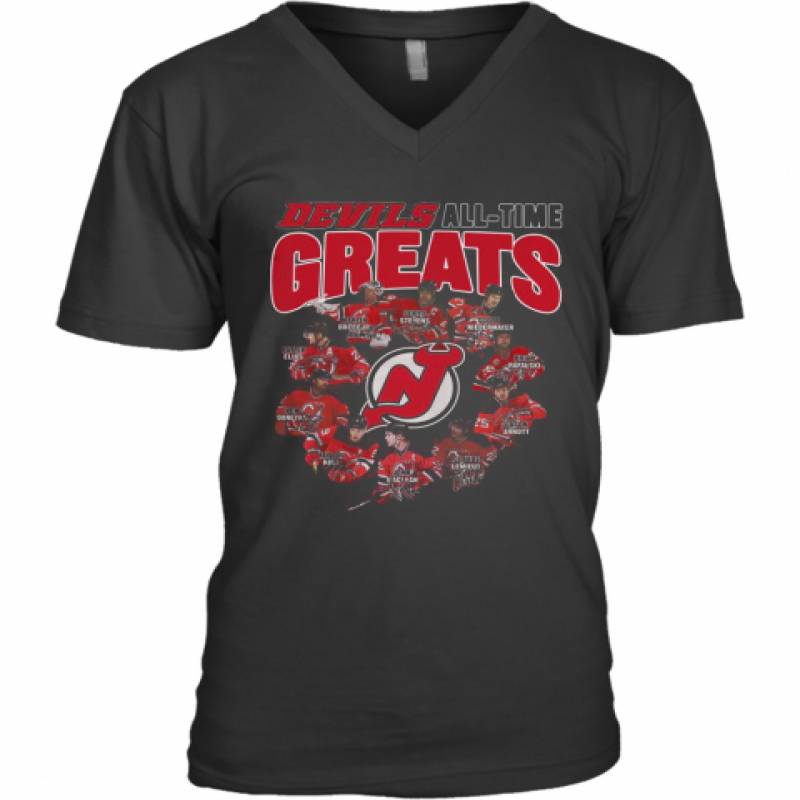 Original New Jersey Devils All Time Greats Signatures V-Neck T-Shirt