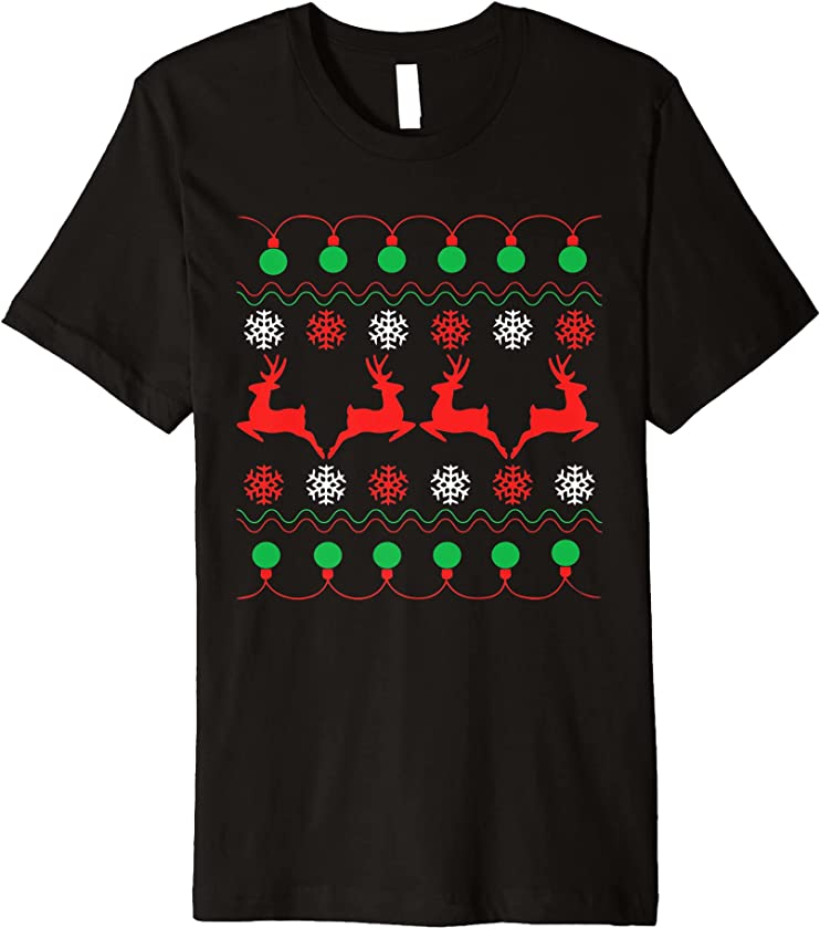 Ugly Christmas Reindeer Christmas Motif Premium T-Shirt