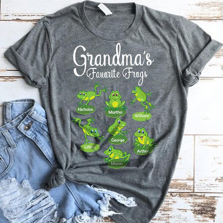 Grandma’s Favorite Frogs, Family Customize Personalized T-Shirt, Hoodie Adult, Kid, Unisex