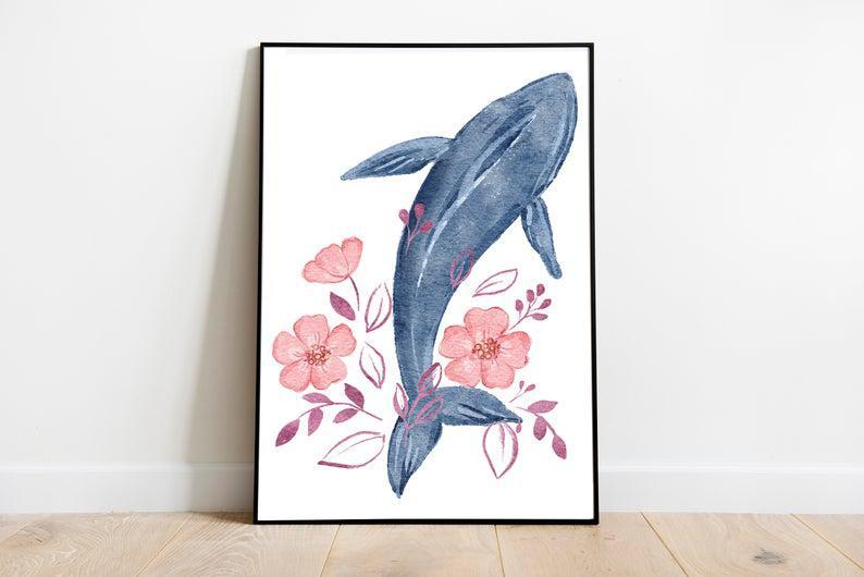 Dolphin Nursery Poster, Premium Matte Vertical Posters